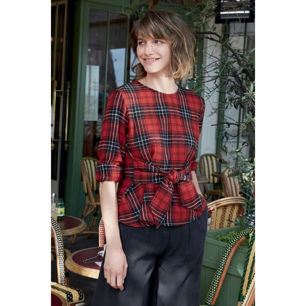 Amour Vert EUGENIE Wool Plaid Top - M